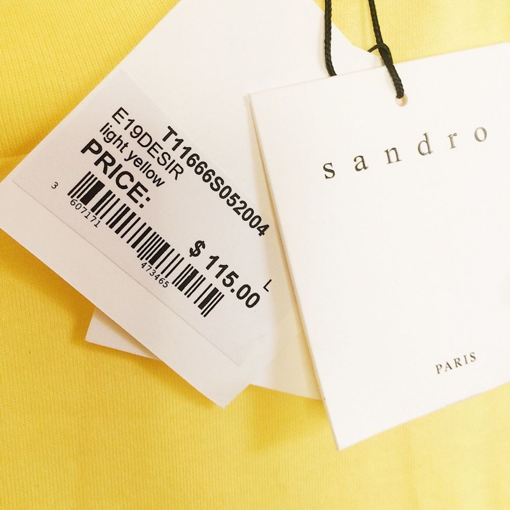 Sandro Paris NWT Men’s Désir Yellow Tee Shirt L - Picture 4 of 4
